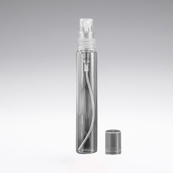 Probador de perfume de cristal de 10 ml con pulverizador y tapón transparente