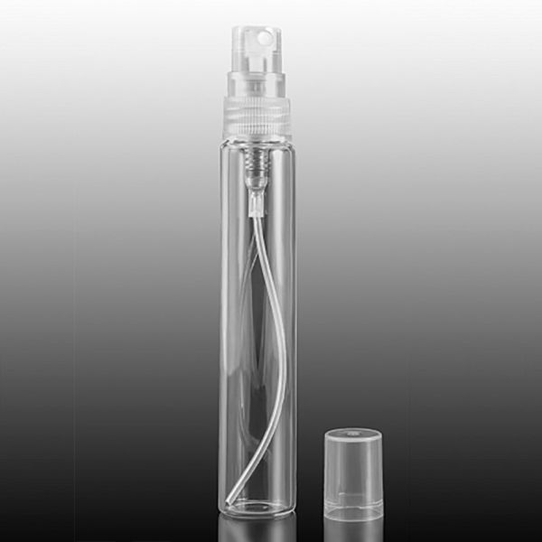 Probador de perfume de cristal de 10 ml con pulverizador y tapón transparente