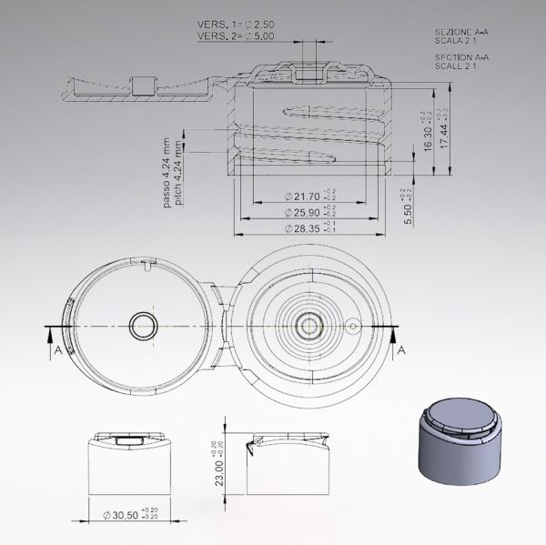 Flip Top weiss Ø 5mm 28/410