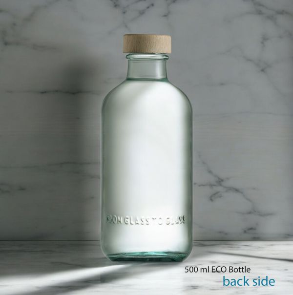 500 ml Eco Wasserflasche mit Echtholzverschluss