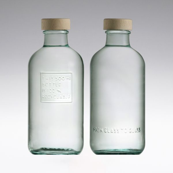 500 ml Eco Wasserflasche mit Echtholzverschluss