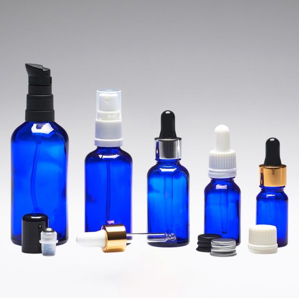 15 ml Bouteilles en verre bleu DIN18