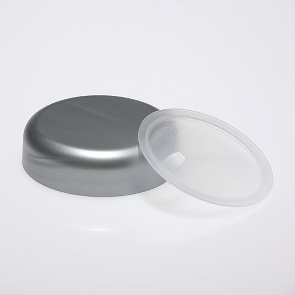 Screw cap silver and transparent cover disc for 100 ml PP can