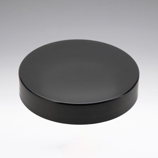 Screw cap black with PE foam insert and white cover disc for 100 ml glass jars