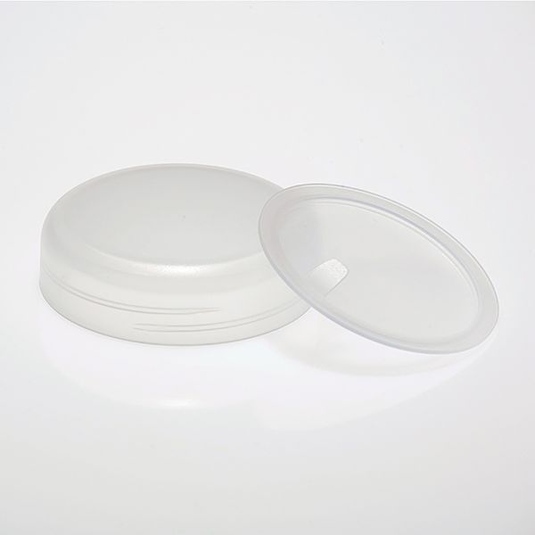 Screw cap transparent and transparent cover disc for 100 ml PP can