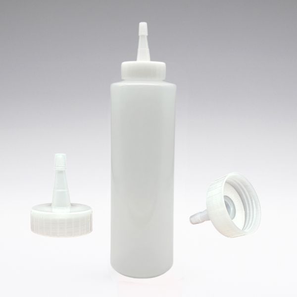 500 ml Flacons compressibles transparents, avec bouchons applicateurs transparents et doublure en PE 38/400