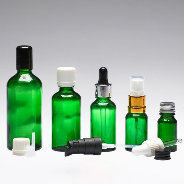 30 ml Botellas de vidrio verde DIN18