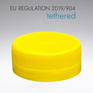 Tamper-evident cap yellow 38mm 2-Start Tethered