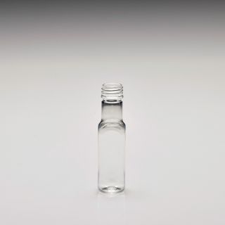 20 ml PET mini bottles, squared, PET, PP18, crystal clear