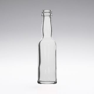 40 ml mini glass bottles, long neck, round, DIN18, crystal clear