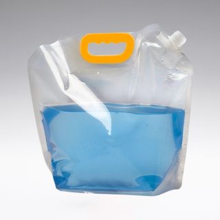 5 litre stand-up pouch Doypack clear with handle yellow