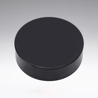 Screw cap black with PE foam insert and white cover disc for 50 ml glass jars