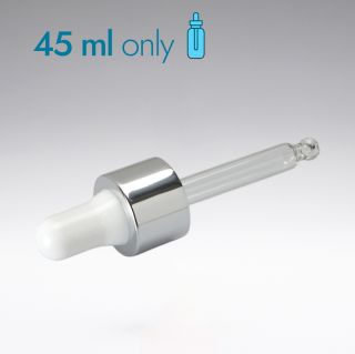 Contagocce bianco/argento 71 mm 18/410 per bottiglia di vetro quadrata da 45 ml