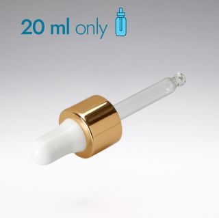 Pipette weiss/gold 56 mm 18/410 für 20 ml Glasflasche quadratisch