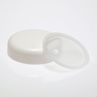 Bouchon à vis blanc et cache transparent pour boîte PP 50 ml