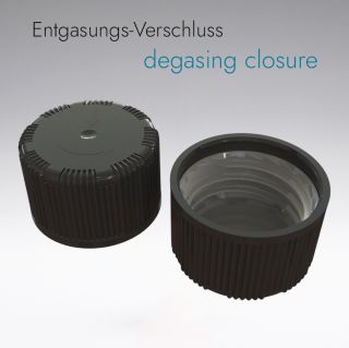 Child-resistant closure black with degassing insert 28/410