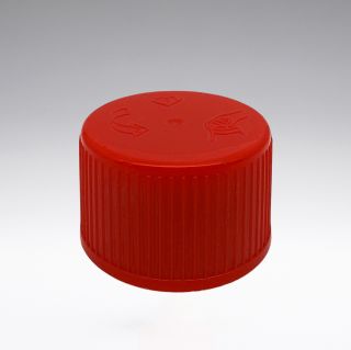 Child resistent cap red with PE liner 28/410